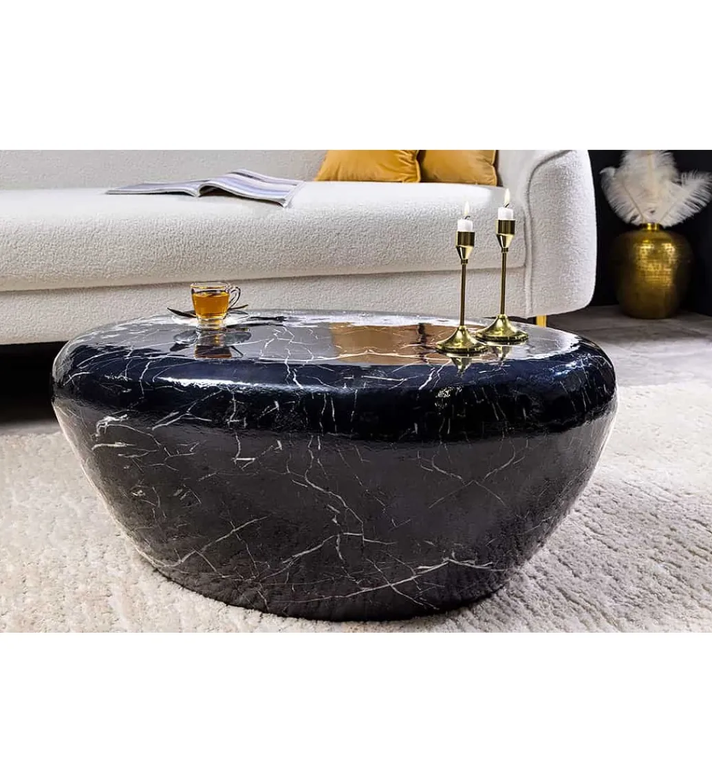 Stolik kawowy EROCK 75 cm w optyce czarnego marmuru*Invicta Interior - przedsprzedaż Sale