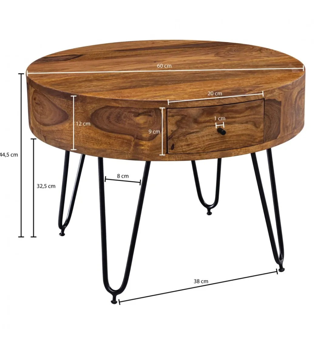 Stolik kawowy ESPERIA 60 cm drewno sheesham*WOHNLING, GERMANY Best