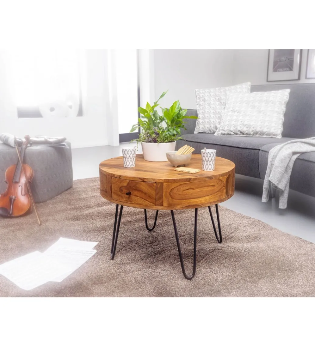 Stolik kawowy ESPERIA 60 cm drewno sheesham*WOHNLING, GERMANY Best