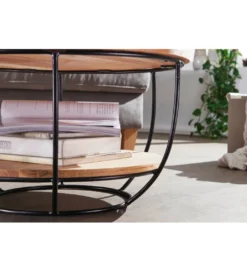 Stolik kawowy EZEF 60 cm drewno akacja*WOHNLING, GERMANY Sale
