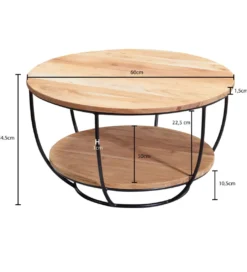 Stolik kawowy EZEF 60 cm drewno akacja*WOHNLING, GERMANY Sale