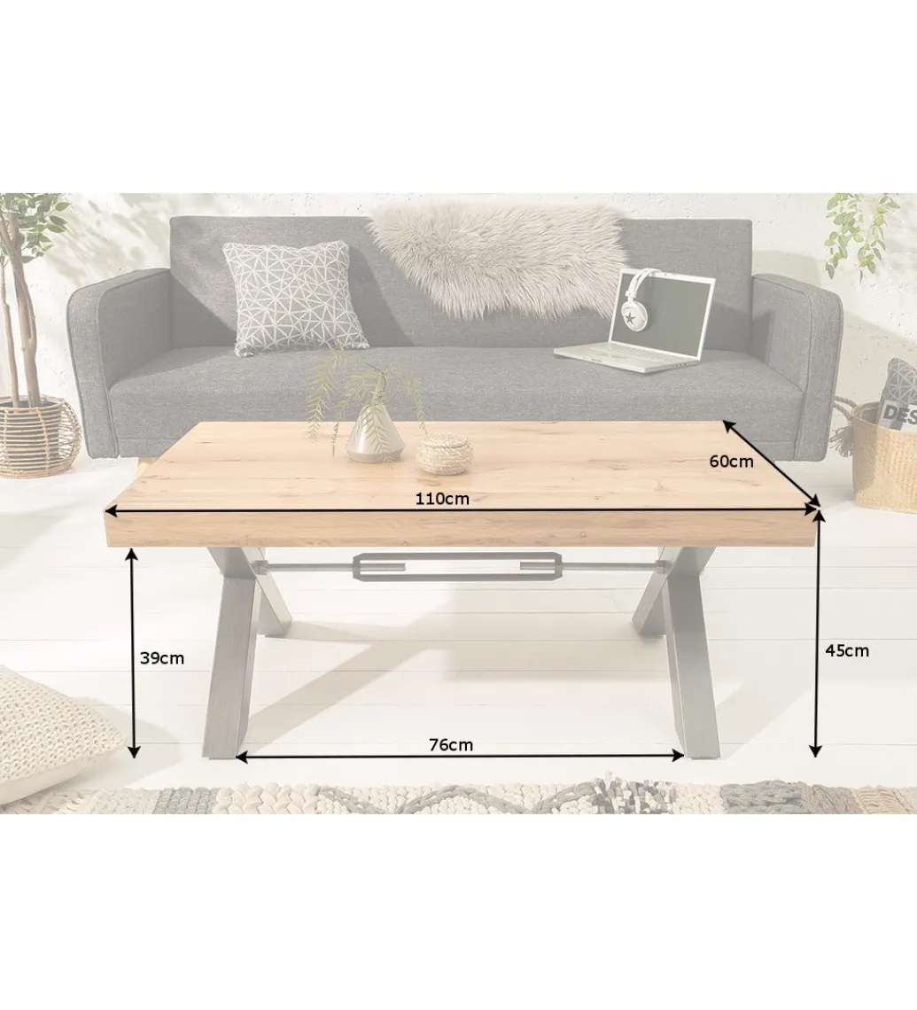 Stolik kawowy FACTORY 110 cm drewno dąb dziki*Invicta Interior Clearance