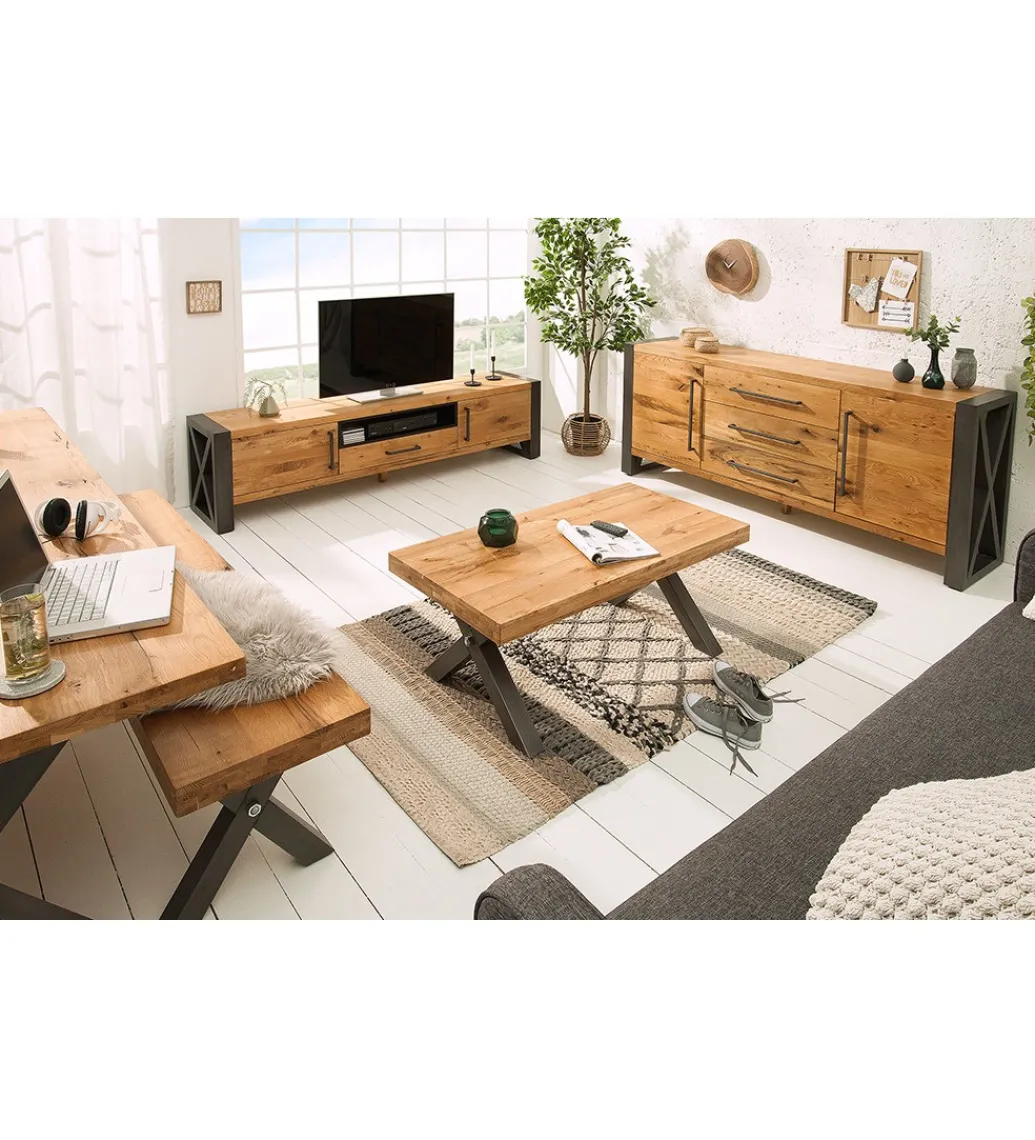 Stolik kawowy FACTORY 110 cm drewno dąb dziki*Invicta Interior Clearance