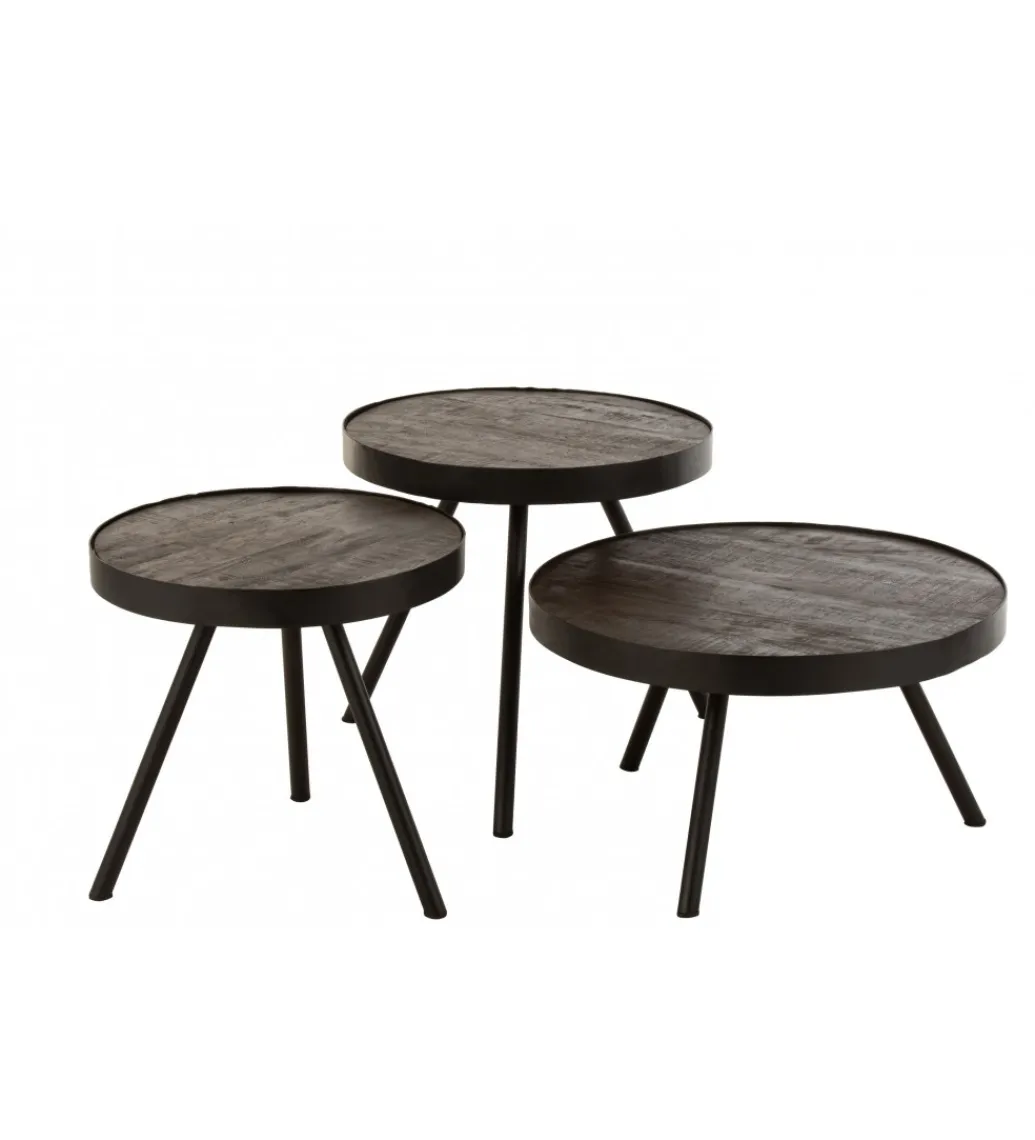 Stolik kawowy Fien 50 cm drewno mango*J-Line Online