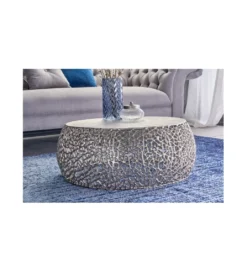 Stolik kawowy FLANK Leaf 73 cm srebrny*Invicta Interior Outlet