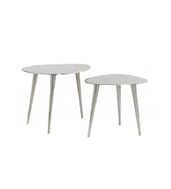 Stolik kawowy FUMIO set 2 srebrny*Invicta Interior New