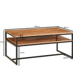 Stolik kawowy FUNI 100 cm drewno akacja*WOHNLING, GERMANY Discount