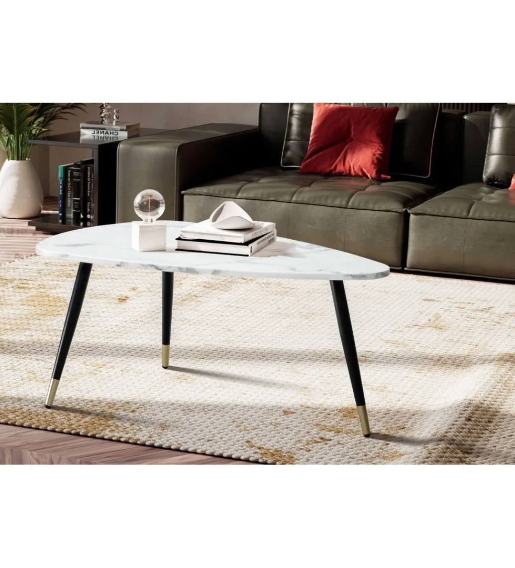 Stolik kawowy GINEVRA 90 cm w optyce białego marmuru*WOHNLING, GERMANY New
