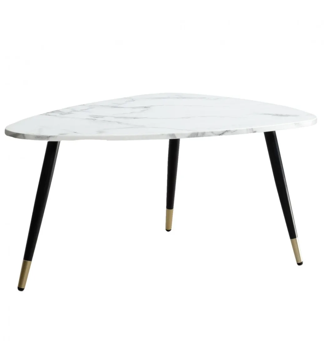 Stolik kawowy GINEVRA 90 cm w optyce białego marmuru*WOHNLING, GERMANY New