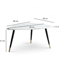 Stolik kawowy GINEVRA 90 cm w optyce białego marmuru*WOHNLING, GERMANY New