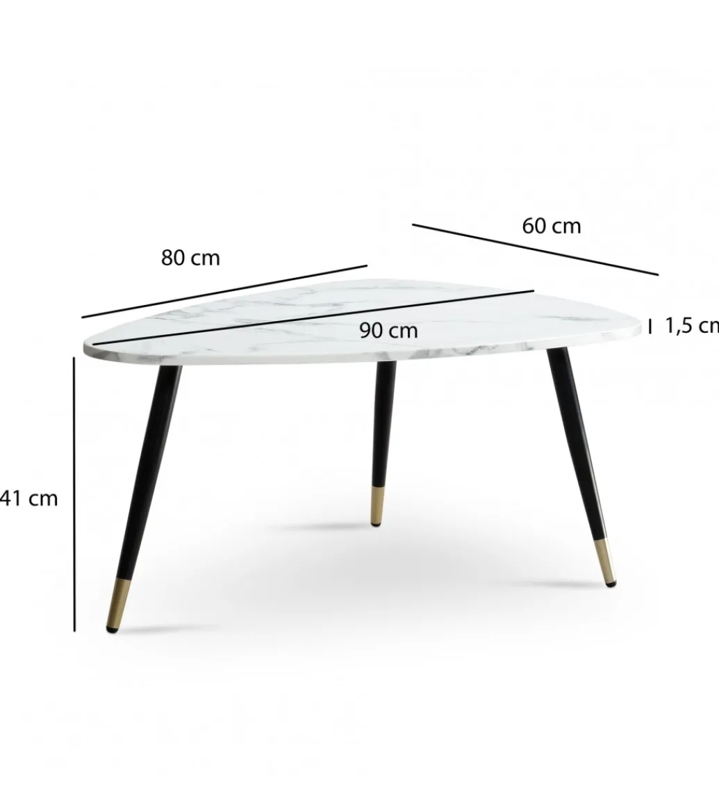 Stolik kawowy GINEVRA 90 cm w optyce białego marmuru*WOHNLING, GERMANY New