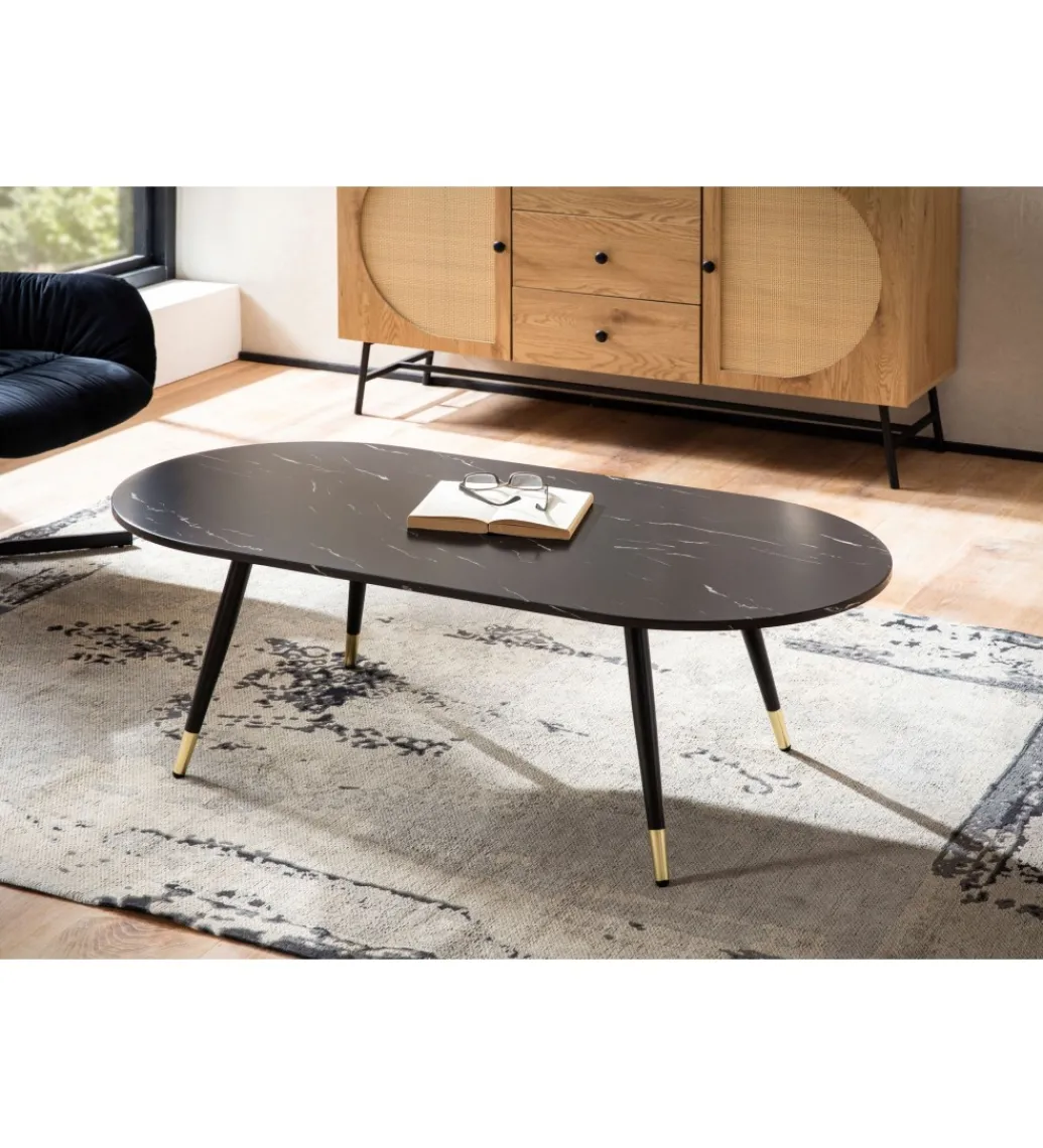 Stolik kawowy GINEVRA 120 cm w optyce czarnego marmuru*WOHNLING, GERMANY Sale