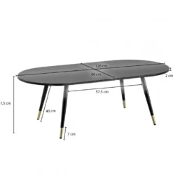 Stolik kawowy GINEVRA 120 cm w optyce czarnego marmuru*WOHNLING, GERMANY Sale