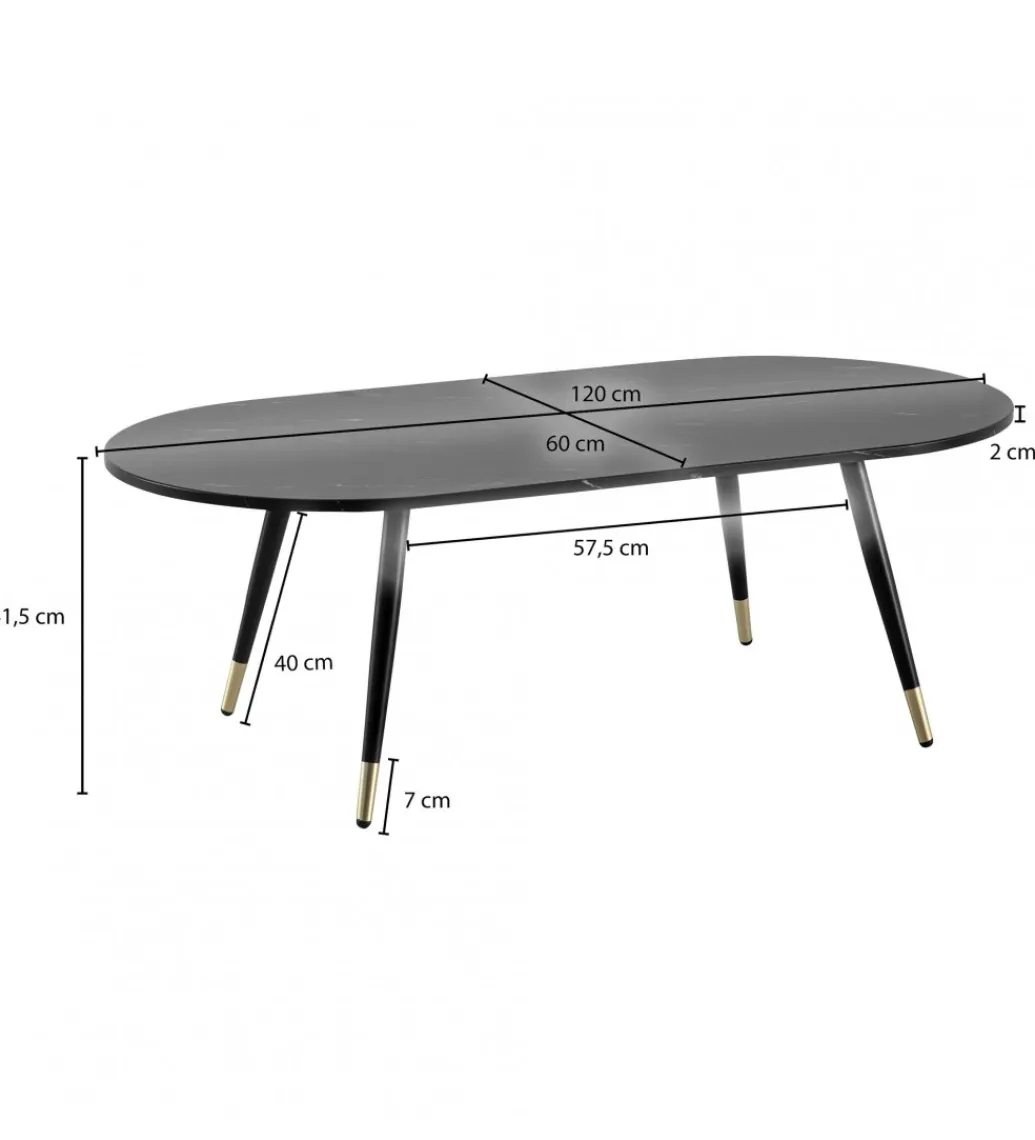 Stolik kawowy GINEVRA 120 cm w optyce czarnego marmuru*WOHNLING, GERMANY Sale