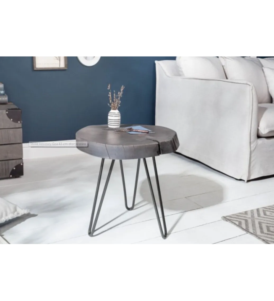 Stolik kawowy Goa 43 cm akacja szara*Invicta Interior Online