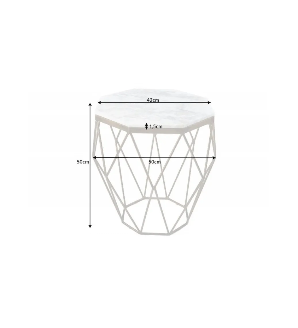 Stolik kawowy GORAN 50 cm biały marmur*Invicta Interior Sale