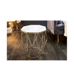 Stolik kawowy GORAN 50 cm biały marmur*Invicta Interior Sale