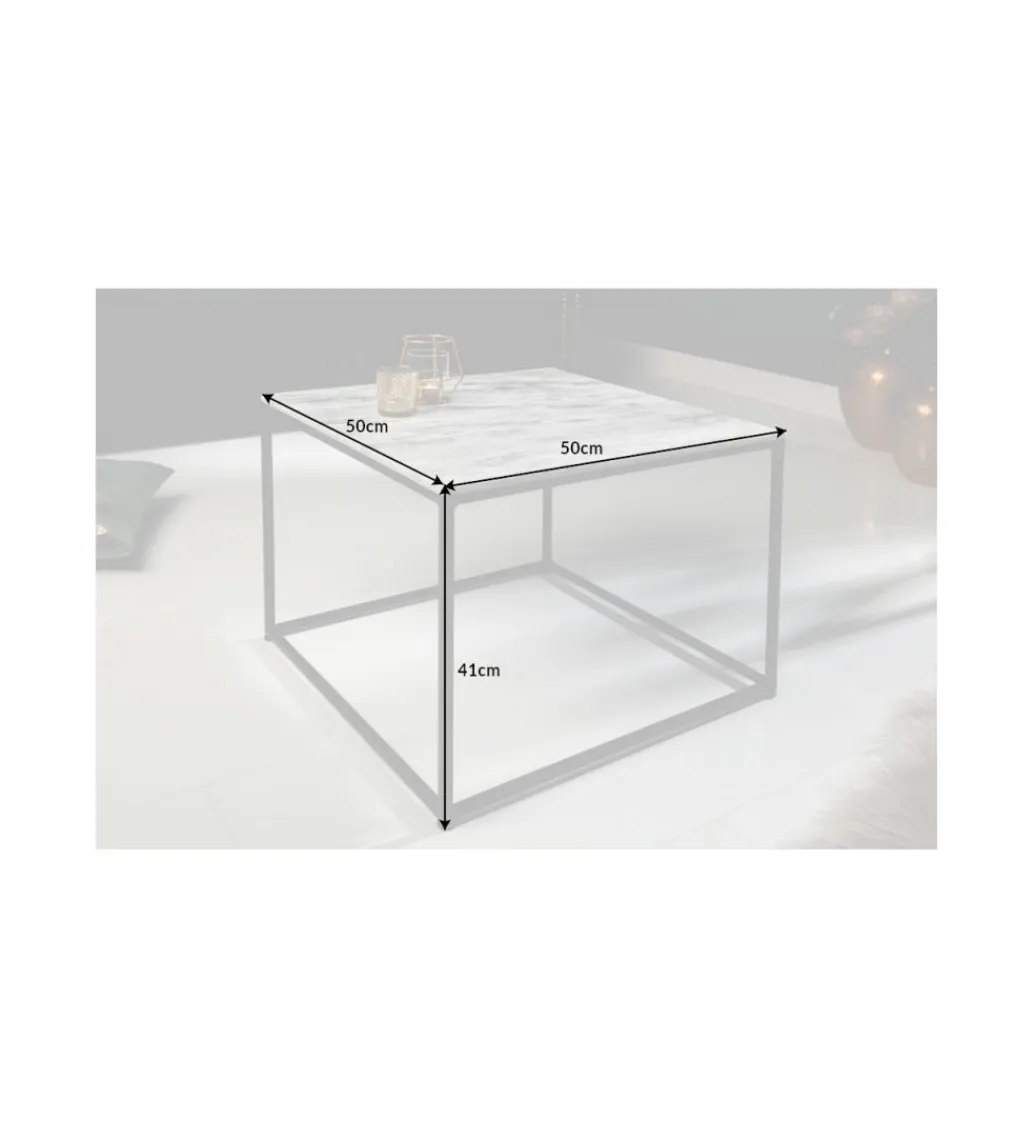 Stolik Kawowy GORAN 50 Cm Marmur biały*Invicta Interior
