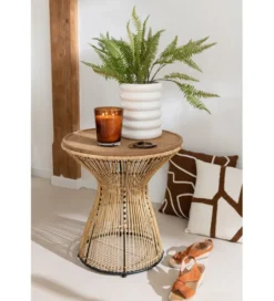 Stolik kawowy GROOVES 63 cm rattan*J-Line Best