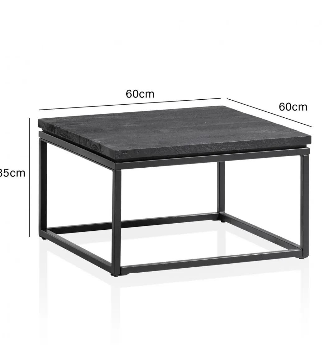 Stolik kawowy HAPTIK 60 cm drewno mango czarne*WOHNLING, GERMANY Hot