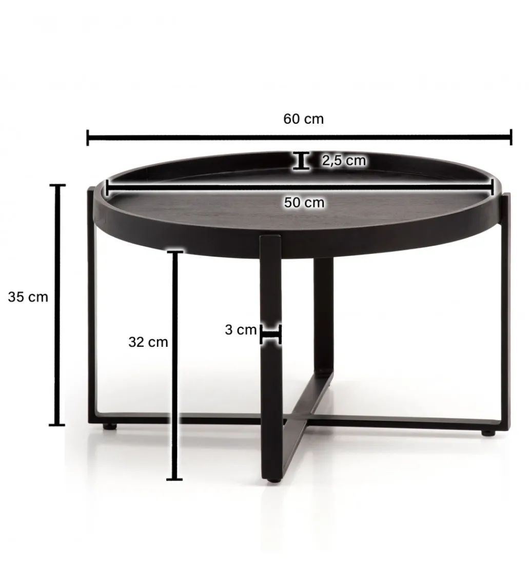 Stolik kawowy HARMI 60 cm drewno mango czarny*WOHNLING, GERMANY Outlet