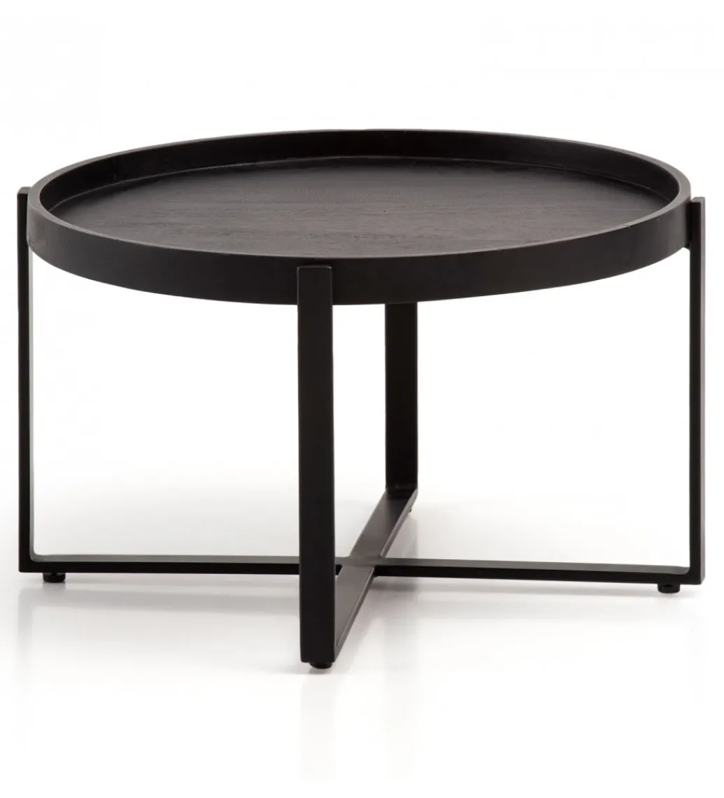 Stolik kawowy HARMI 60 cm drewno mango czarny*WOHNLING, GERMANY Outlet