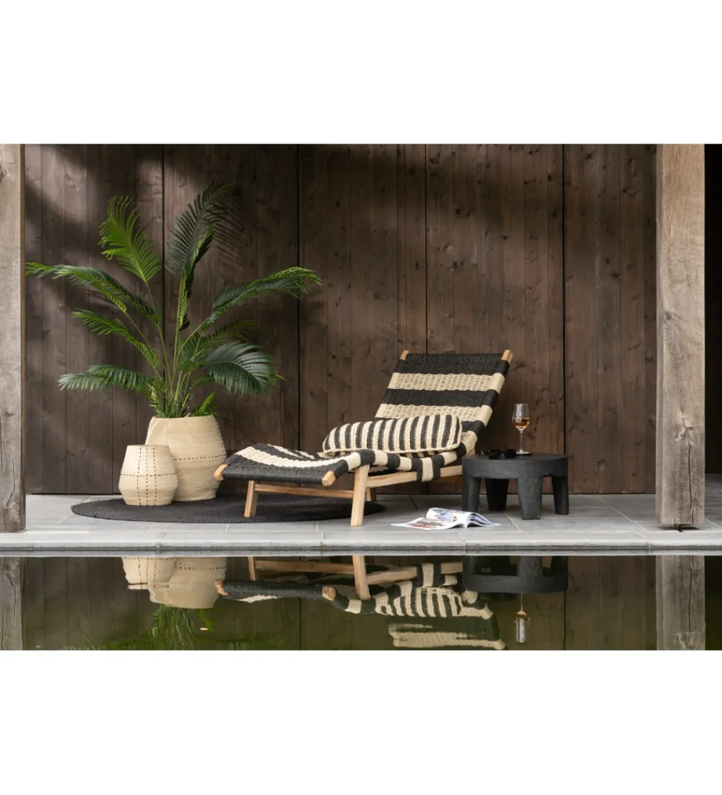 Stolik kawowy HERAS set 2 drewno teak czarny*J-Line