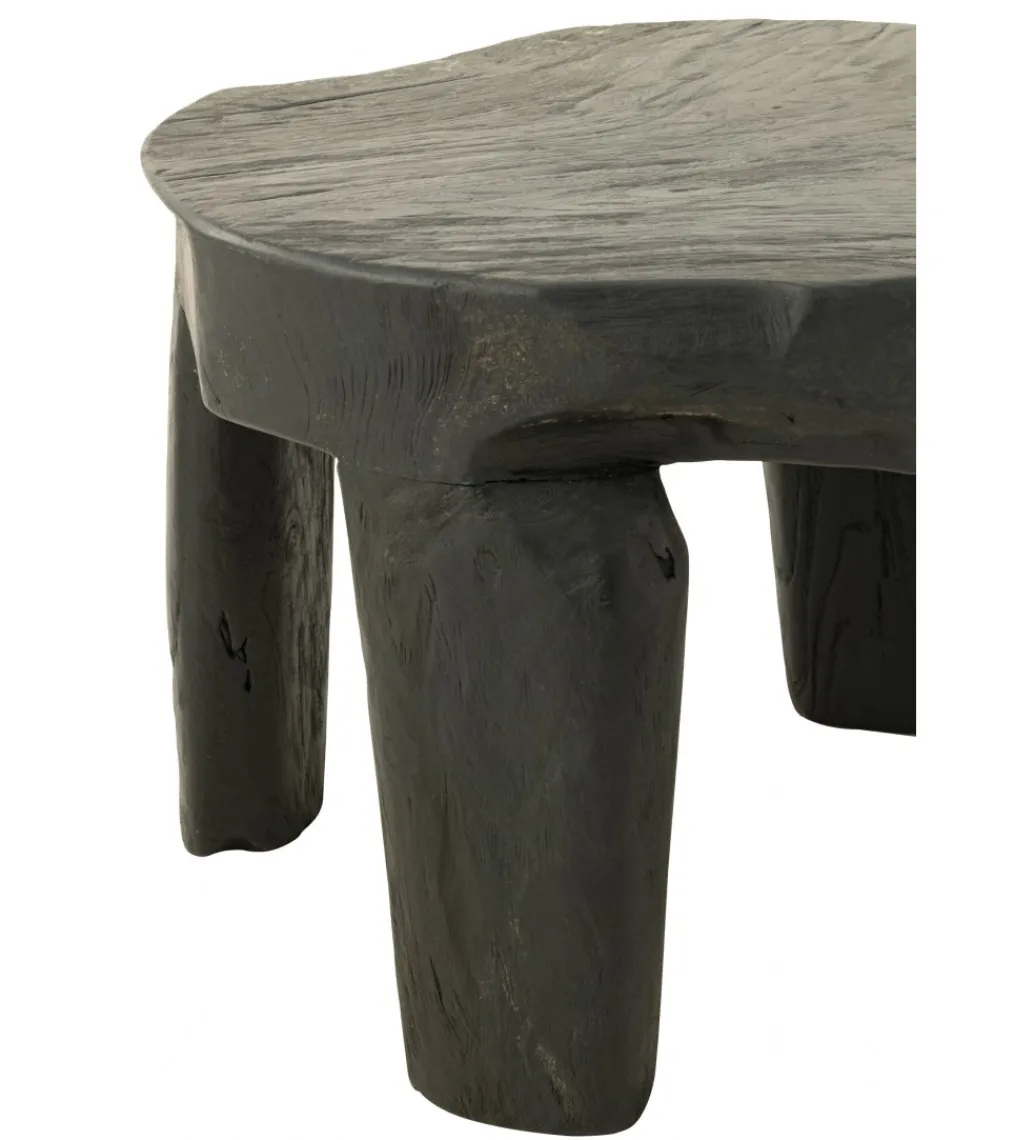 Stolik kawowy HERAS set 2 drewno teak czarny*J-Line