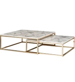 Stolik kawowy HIBRO II set 2 w optyce białego marmuru*WOHNLING, GERMANY Outlet