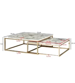 Stolik kawowy HIBRO II set 2 w optyce białego marmuru*WOHNLING, GERMANY Outlet