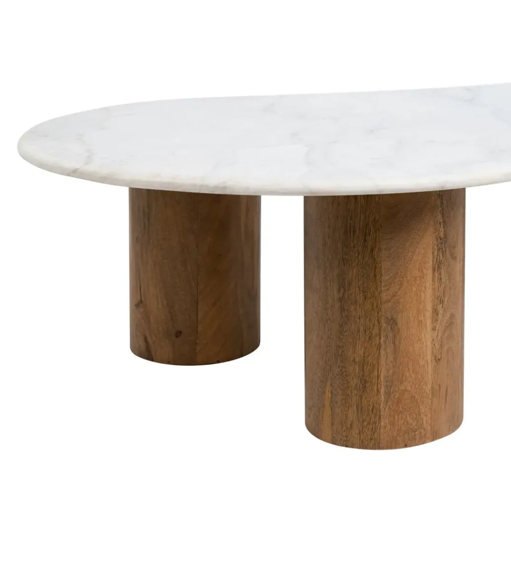 Stolik kawowy HUGI 135 cm marmur drewno mango*Zona-Design New