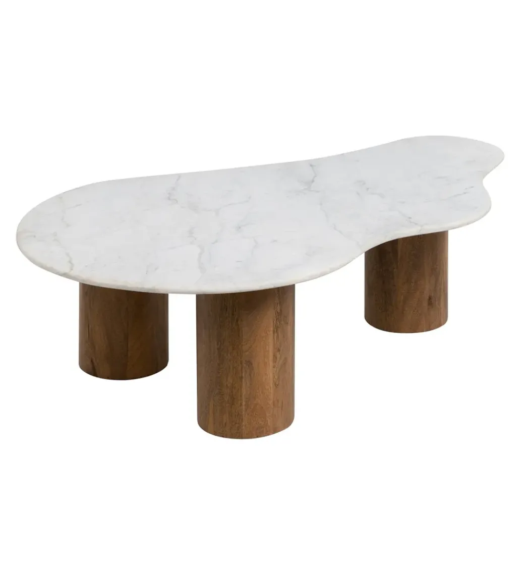 Stolik kawowy HUGI 135 cm marmur drewno mango*Zona-Design New