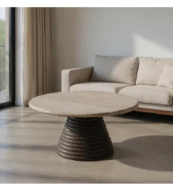 Stolik kawowy HYGYD 90 cm drewno mango*Zona-Design New