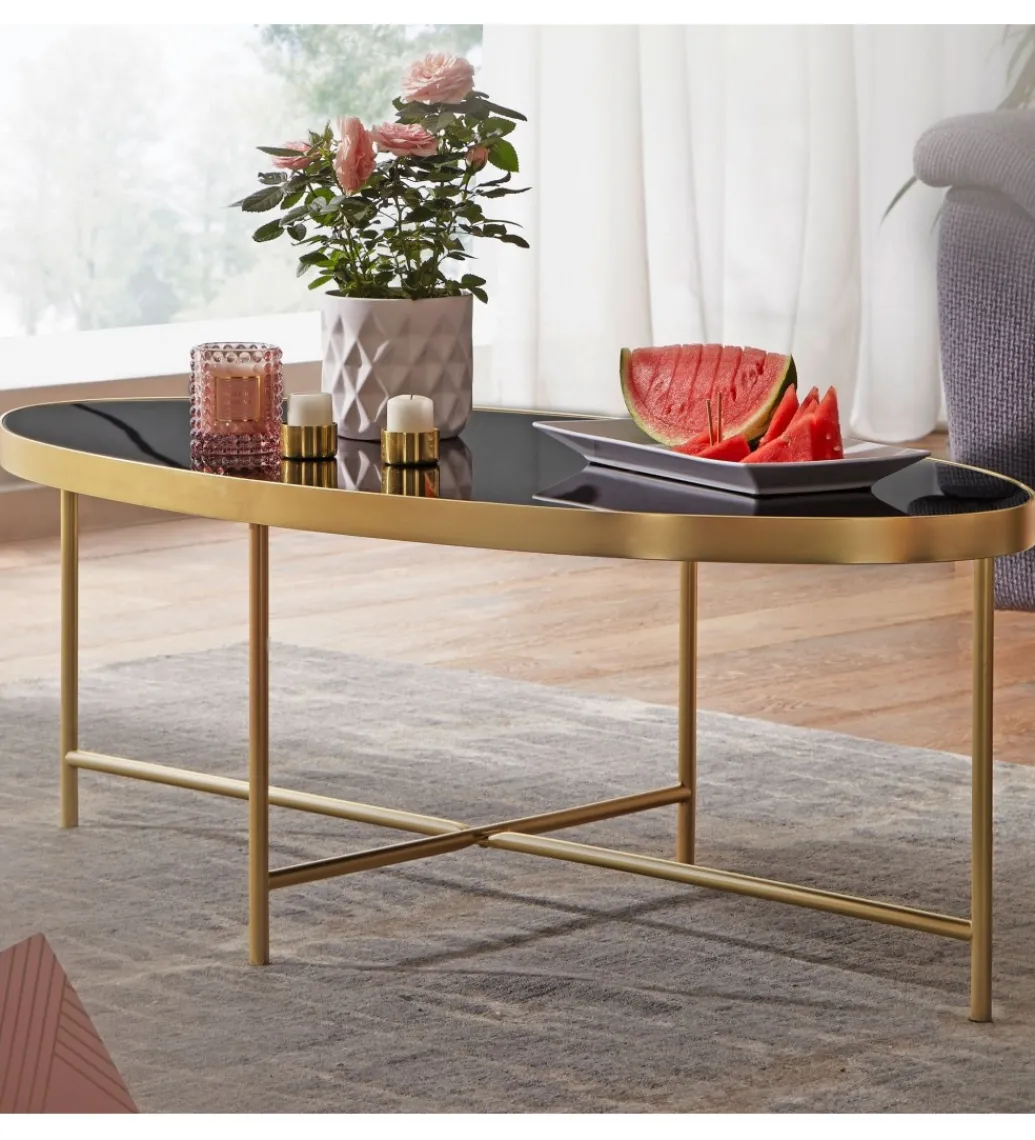 Stolik kawowy IVARS 110 cm czarno złoty*WOHNLING, GERMANY New