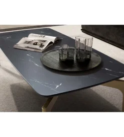 Stolik kawowy IWET 120 cm w optyce czarnego marmuru*WOHNLING, GERMANY New