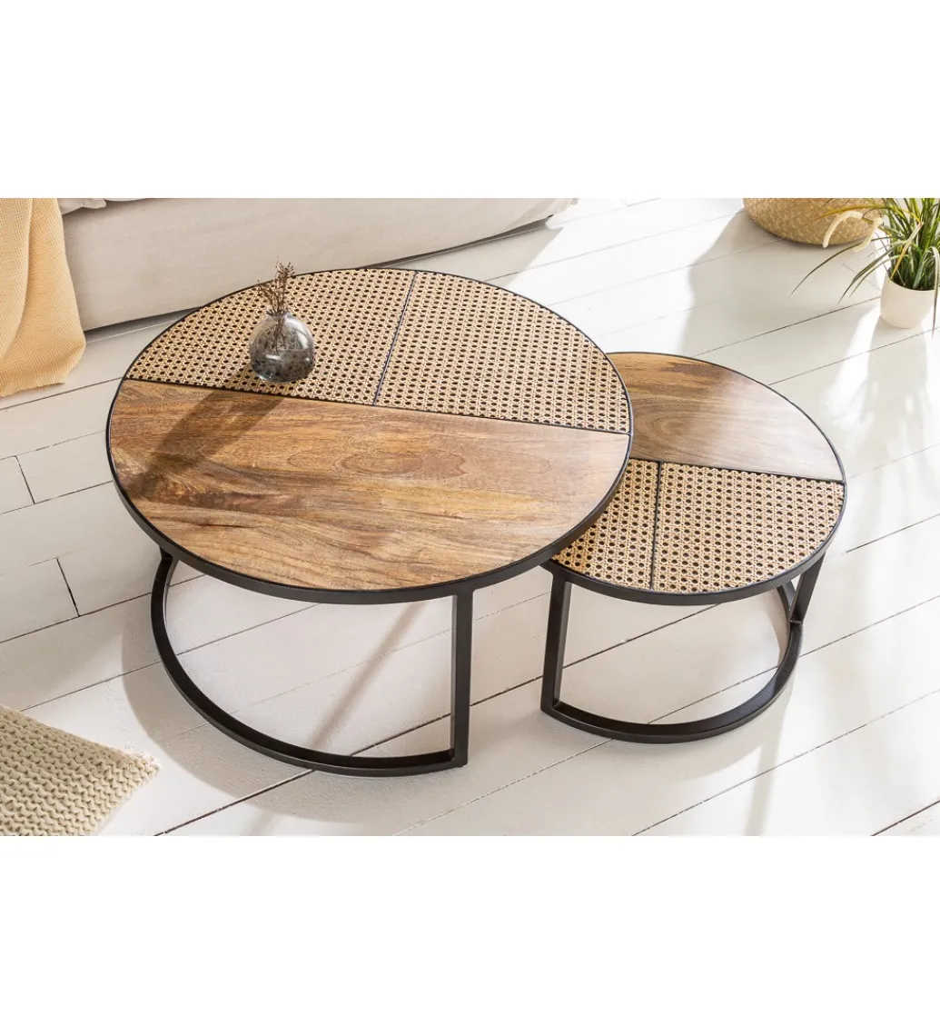 Stolik kawowy JAWA Viviena Lounge set 2 drewno mango*Invicta Interior Outlet