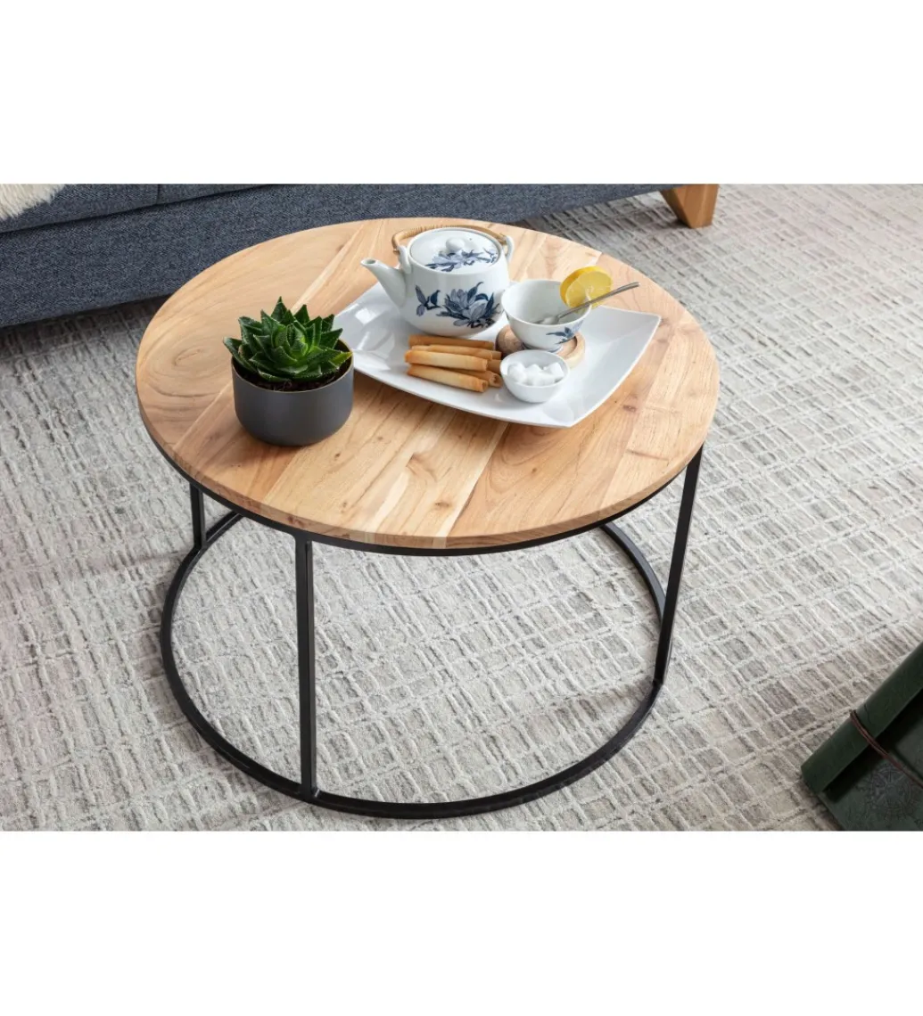Stolik kawowy JORGI 60 cm drewno akacja*WOHNLING, GERMANY Discount