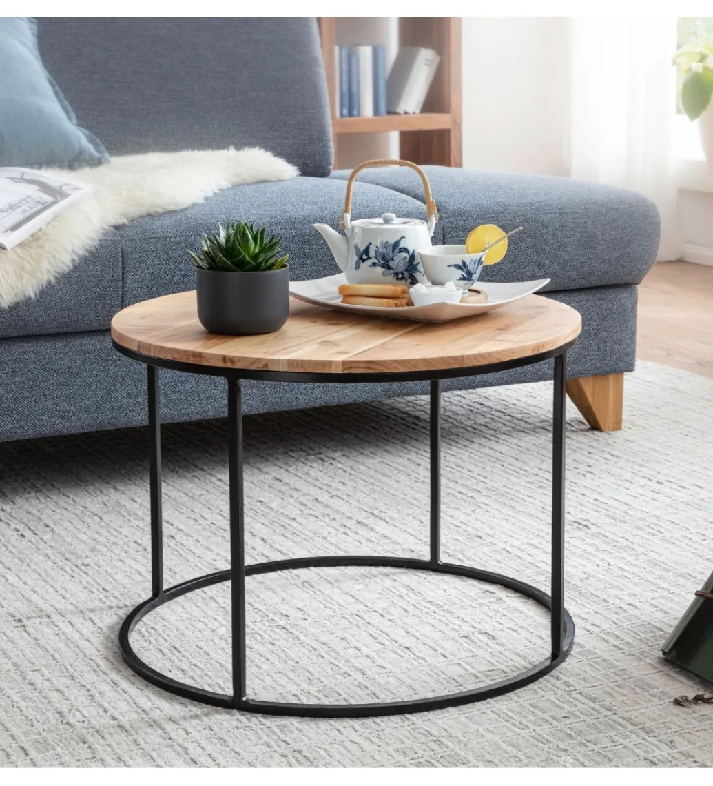 Stolik kawowy JORGI 60 cm drewno akacja*WOHNLING, GERMANY Discount