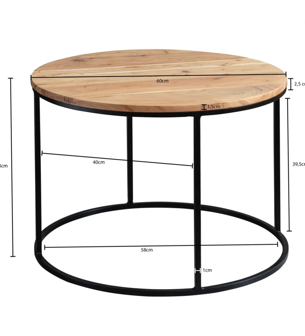 Stolik kawowy JORGI 60 cm drewno akacja*WOHNLING, GERMANY Discount