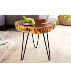 Stolik kawowy KAKADU Goa 40 cm drewno akacja*Invicta Interior New