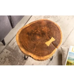 Stolik kawowy KAKADU Goa 40 cm drewno akacja*Invicta Interior New