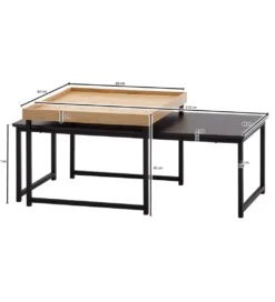 Stolik kawowy KORFI set 2 w optyce dębu outlet*WOHNLING, GERMANY Sale
