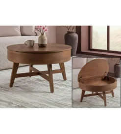 Stolik kawowy KYOTO 70 cm z schowkiem drewno mango*Invicta Interior Hot