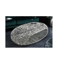 Stolik kawowy LEAF 119 cm srebrny*Invicta Interior Best
