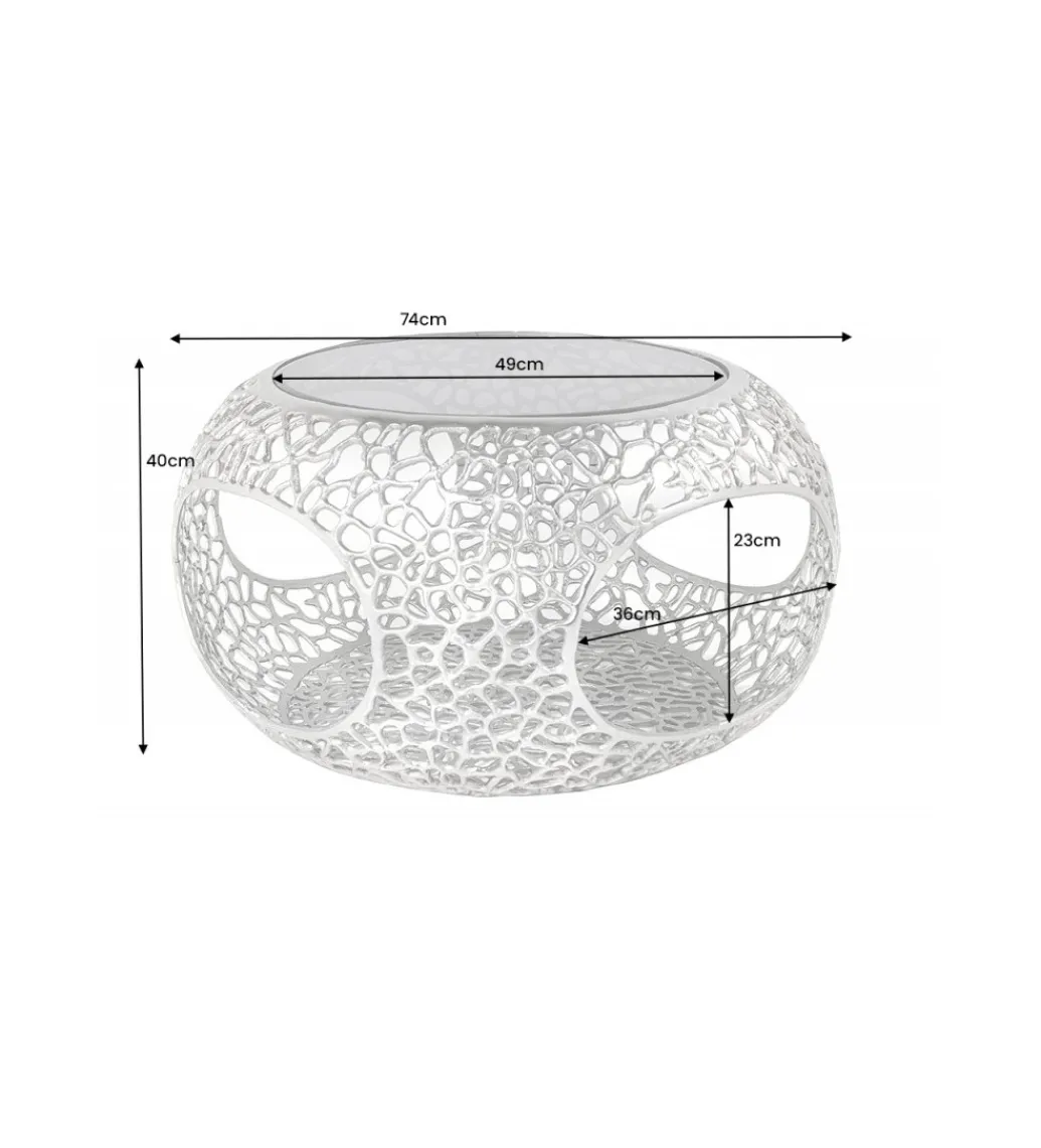 Stolik kawowy LEAF 74 cm srebrny*Invicta Interior Best