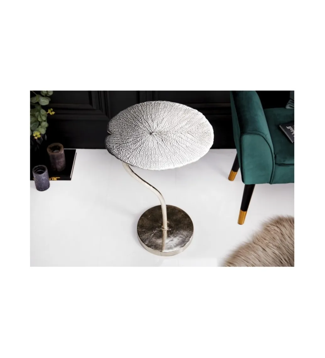 Stolik kawowy Leaf 42 cm srebrny*Invicta Interior Best