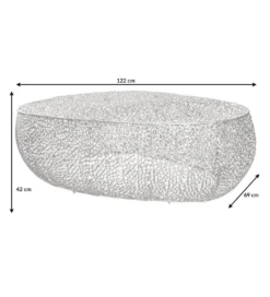 Stolik kawowy Leaf 120 cm srebrny*Invicta Interior Clearance