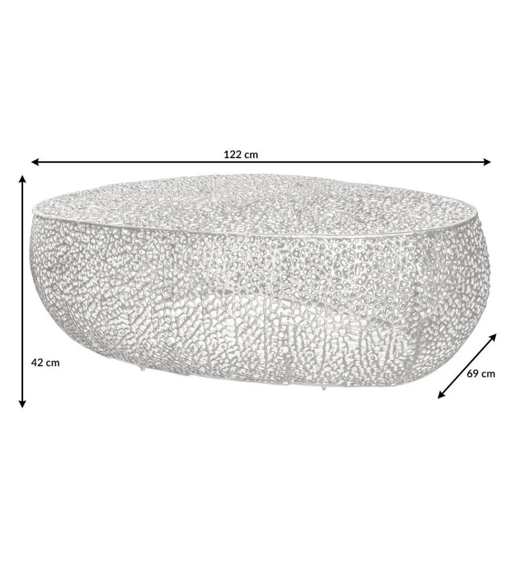 Stolik kawowy Leaf 120 cm srebrny*Invicta Interior Clearance