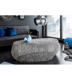 Stolik kawowy Leaf 120 cm srebrny*Invicta Interior Clearance