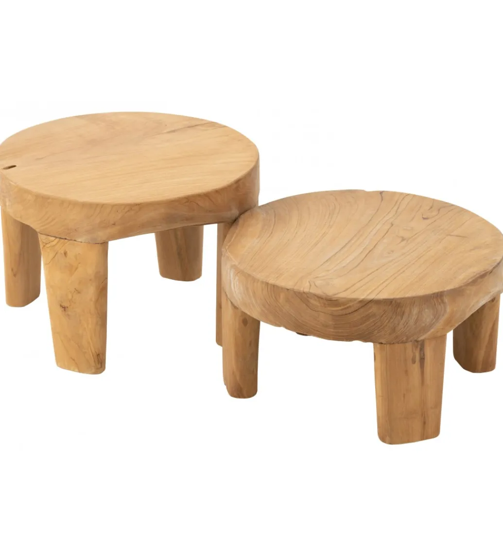 Stolik kawowy LEONI set 2 drewno teak*J-Line